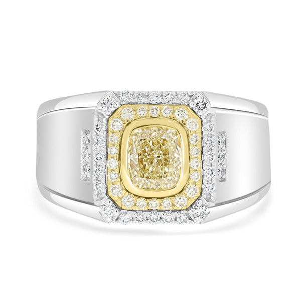 1ct Yellow Diamond Ring with 0.42ct Diamonds set in 14K Two Tone