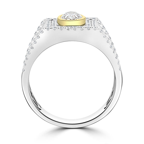 1.02ct Yellow Diamond Ring with 0.71ct Diamonds set in 14K Two Tone