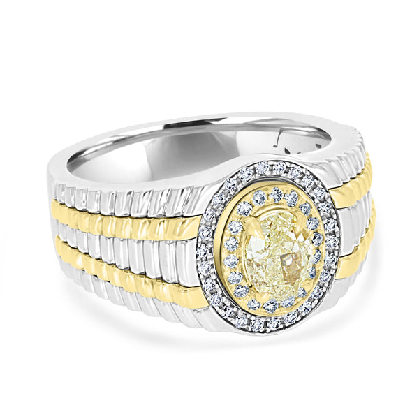1ct Yellow Diamond Ring with 0.31ct Diamonds set in 14K Two Tone