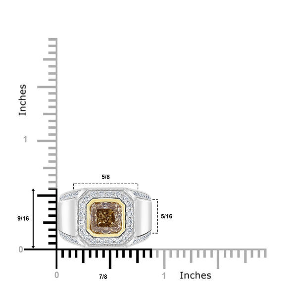 3.01ct Yellow Diamond Ring with 0.69ct Diamonds set in 14K Two Tone