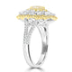 0.3ct Yellow Diamond Rings with 1.44tct Diamond set in 14K Two Tone Gold
