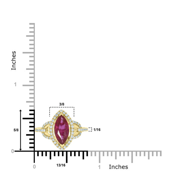 1.56Ct Ruby Ring With 0.36Tct Diamonds Set In 18K Yellow Gold
