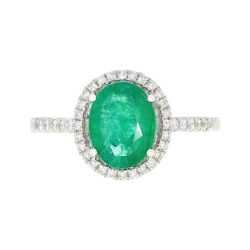 1.75ct Emerald ring with 0.21tct diamonds set in 14kt white gold