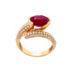 3.44Ct Ruby Ring And 0.54Tct Diamond Pave Wrap Around In 14Kt Yellow Gold