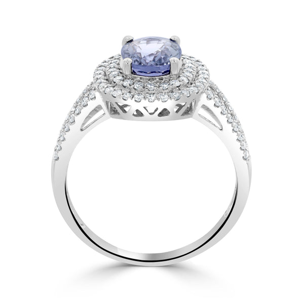 1.88ct Sapphire Rings with 0.44tct diamonds set in 18KT white gold