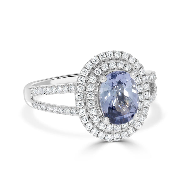 1.88ct Sapphire Rings with 0.44tct diamonds set in 18KT white gold