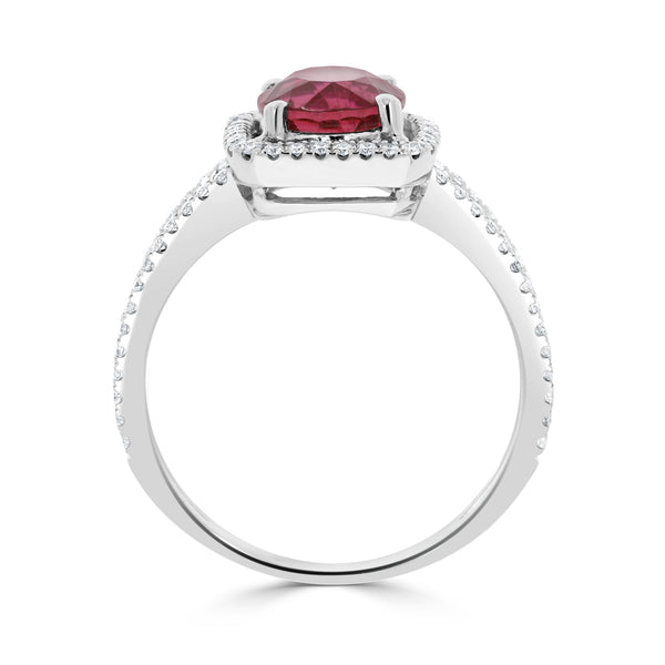 1.83ct Tourmaline Ring With 0.28tct Diamonds Set In 14kt White Gold