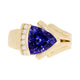 3.16ct Tanzanite ring with 0.12tct diamonds set in 14kt yellow gold