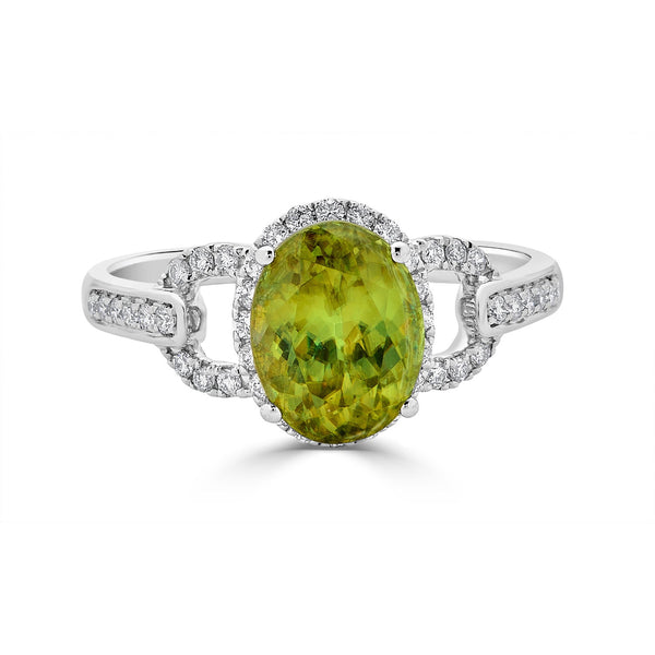 2.54ct Sphene ring with 0.27tct diamonds set in 14K white gold