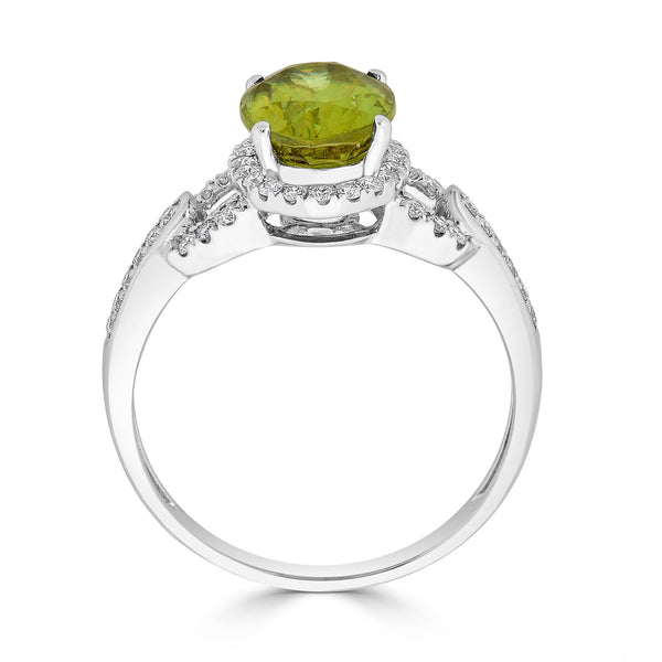 2.54ct Sphene ring with 0.27tct diamonds set in 14K white gold