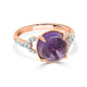 1.77ct Amethyst Rings with 0.18tct Diamond set in 14K Rose Gold
