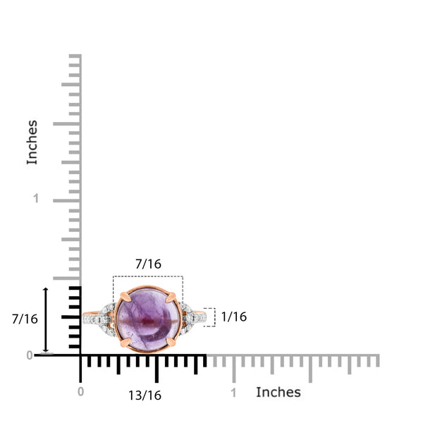 1.77ct Amethyst Rings with 0.18tct Diamond set in 14K Rose Gold