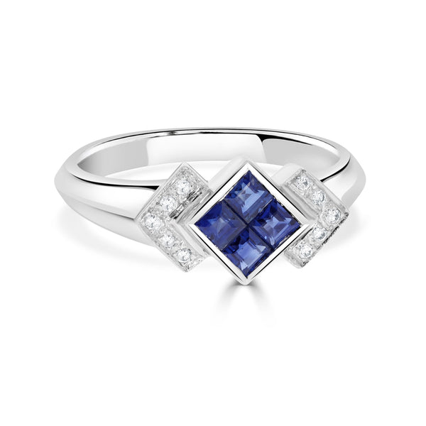 0.5 Sapphire Rings with 0.05tct Diamond set in 14K White Gold