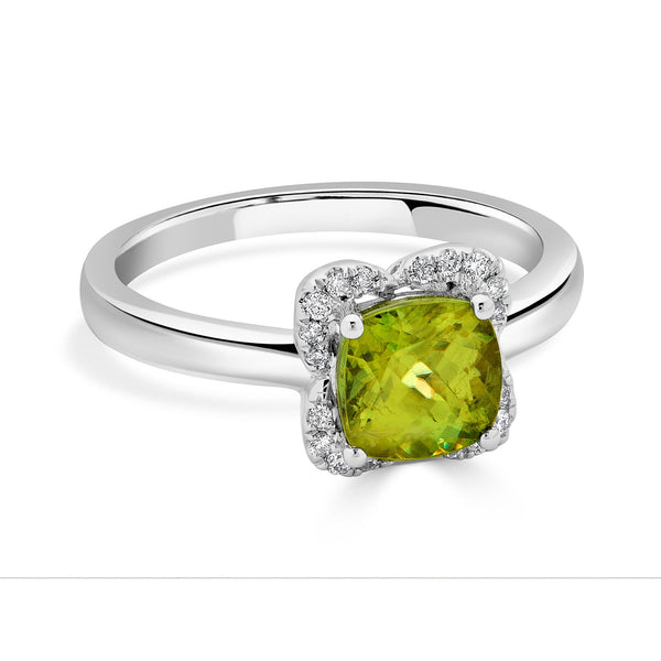 1.80ct Sphene ring with 0.10tct diamonds set in 14K white gold