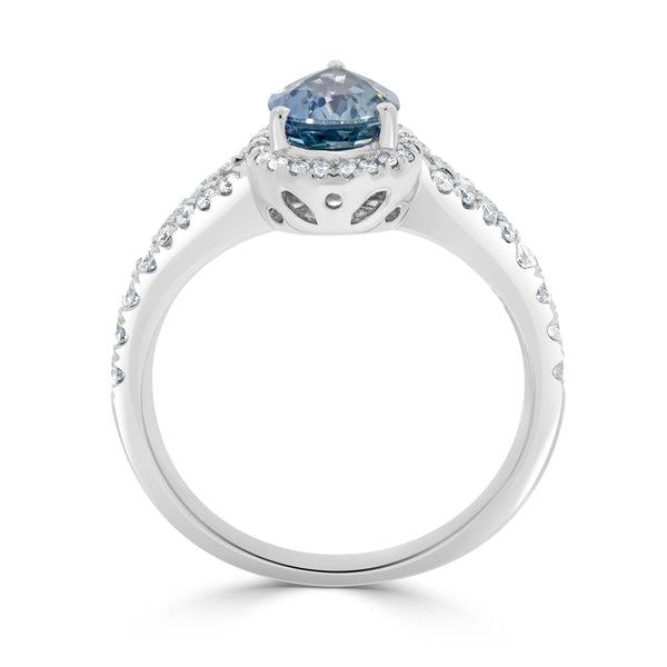 1.43ct Sapphire Rings with 0.40tct diamonds set in 14KT white gold