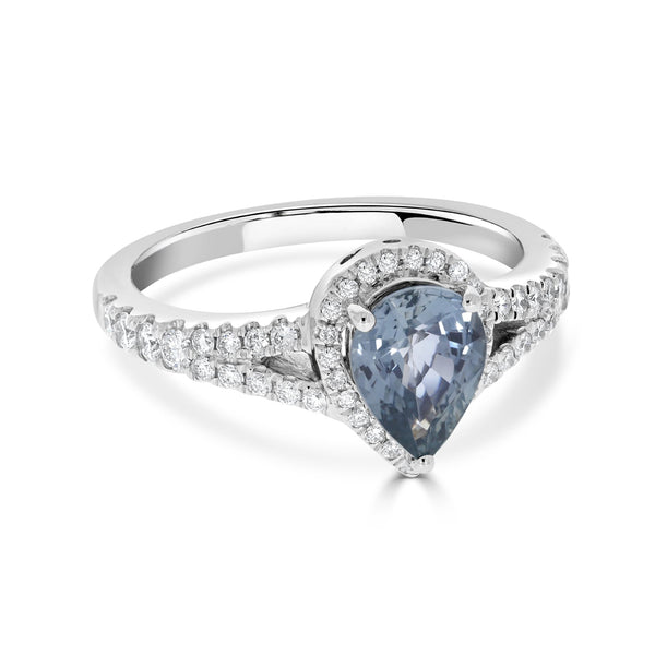 1.43ct Sapphire Rings with 0.40tct diamonds set in 14KT white gold