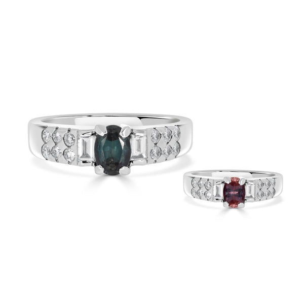 0.56ct Alexandrite Rings With 0.46tct Diamonds Set In Platinum 900 Platinum