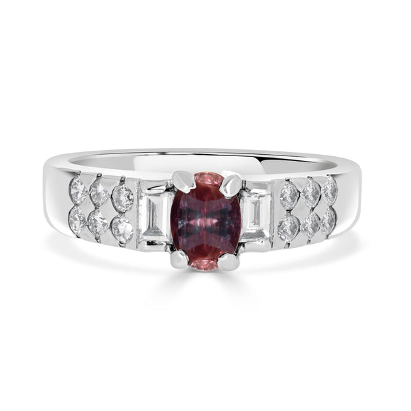 0.56ct Alexandrite Rings With 0.46tct Diamonds Set In Platinum 900 Platinum