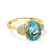 3.81ct Aquamarine ring with 0.10tct diamonds set in 14K yellow gold