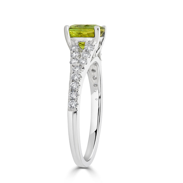 1.46ct Sphene ring with 0.33tct diamonds set in 14K white gold