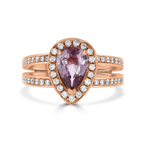 1.12ct Sapphire Rings with 0.39tct diamonds set in 14KT rose gold