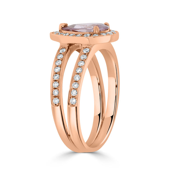 1.12ct Sapphire Rings with 0.39tct diamonds set in 14KT rose gold