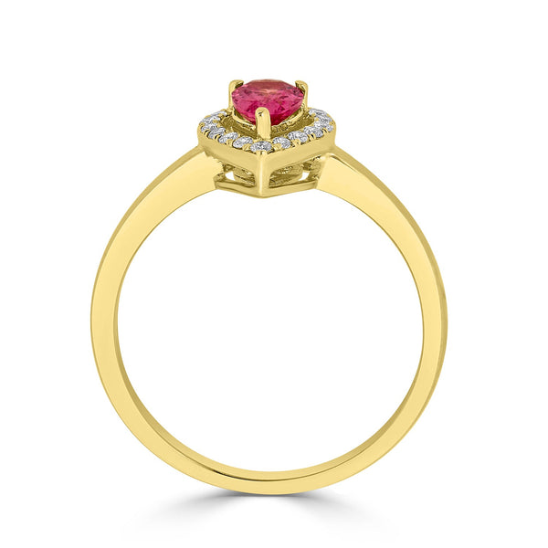 0.50ct Spinel ring with 0.14tct diamonds set in 14K yellow gold