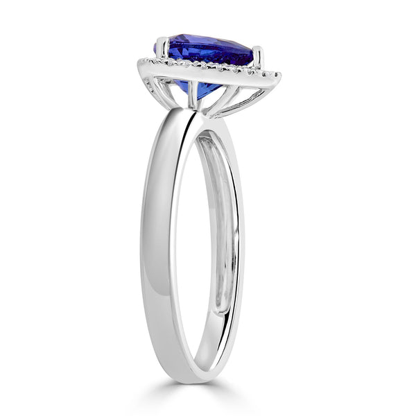 1.59ct Tanzanite ring with 0.12tct diamonds set in 14K white gold