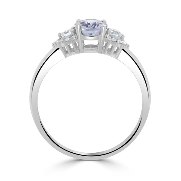 1.16ct Sapphire Rings with 0.18tct diamonds set in 18KT white gold