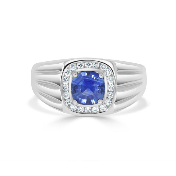 1.03ct SApphire Ring with 0.21tct Diamonds set in 14K White Gold