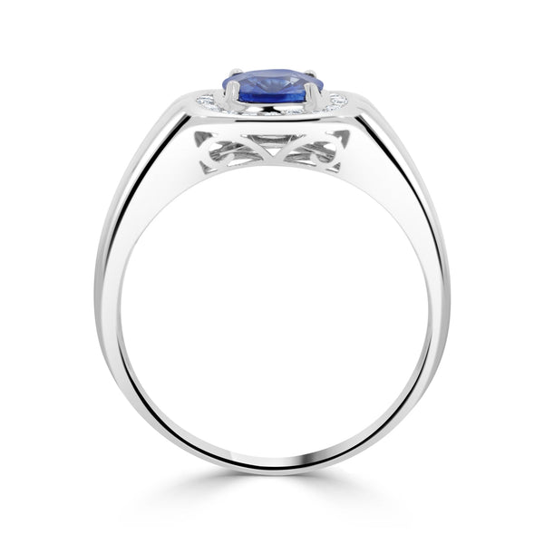 1.03ct SApphire Ring with 0.21tct Diamonds set in 14K White Gold