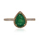 14K Yellow Gold Rings 1.11ct Emerald with 0.14tct Diamond Accents