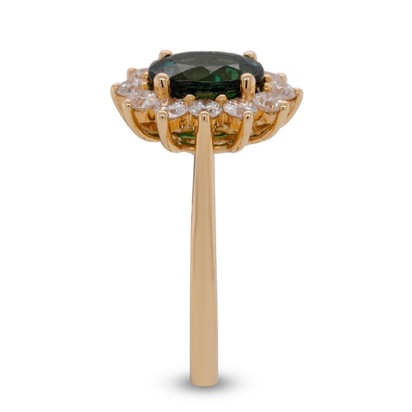 14K yellow gold ring 1.48ct Tourmaline with 0.65tct Daimond accents