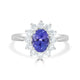 1.39ct Tanzanite Rings with 0.64tct diamonds set in 14kt white gold