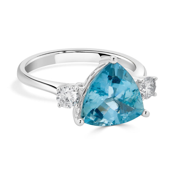 2.99ct Aquamarine Ring With 0.36tct Diamond Accents In 14Kt White Gold