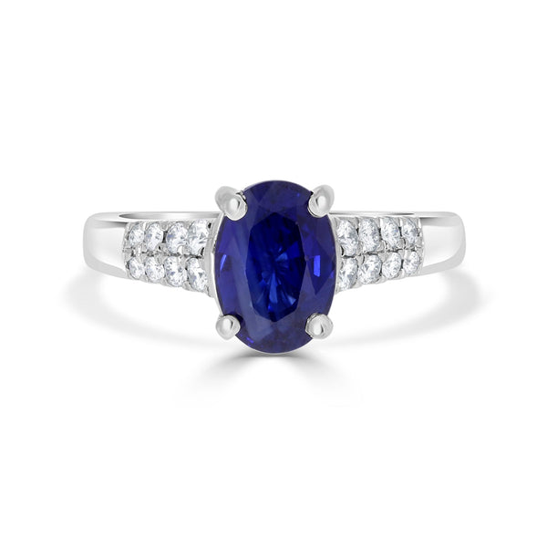 2.45ct Sapphire Ring with 0.30tct Diamonds set in Platinum 950