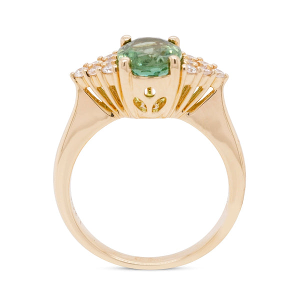 1.84ct Tourmaline Ring With 0.25tct Diamonds In 14K Yellow Gold