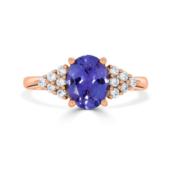 1.57 Tanzanite Rings with 0.26tct Diamond set in 14K Rose Gold
