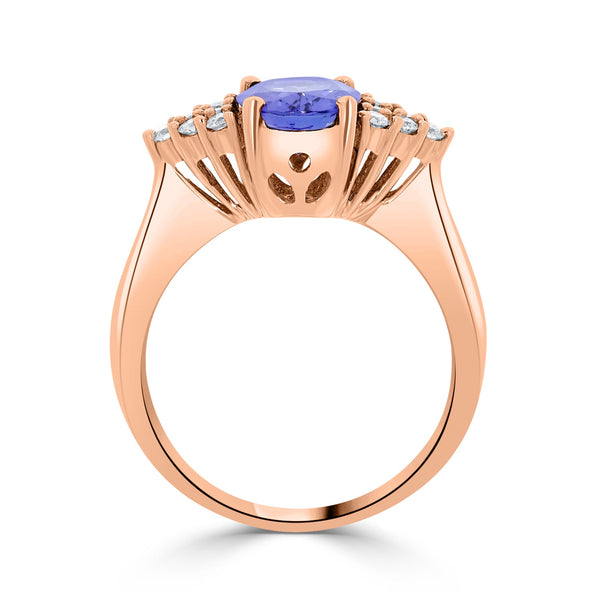 1.57 Tanzanite Rings with 0.26tct Diamond set in 14K Rose Gold