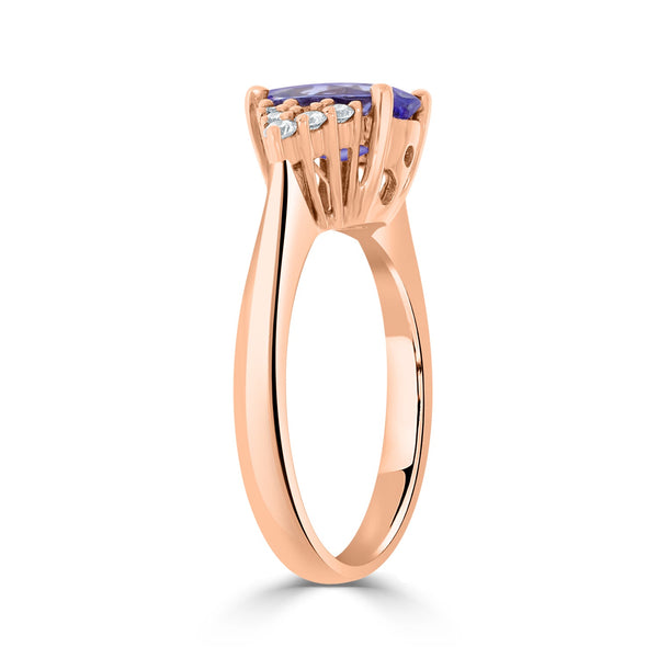 1.57 Tanzanite Rings with 0.26tct Diamond set in 14K Rose Gold