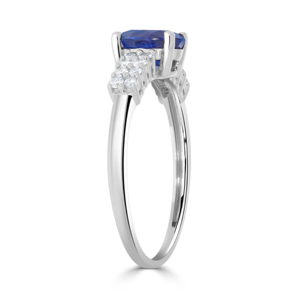 1.14ct Sapphire Ring with 0.2tct Diamonds set in 14K White Gold