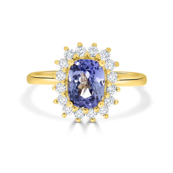 1.86ct Sapphire Rings with 0.41tct diamonds set in 14KT yellow gold