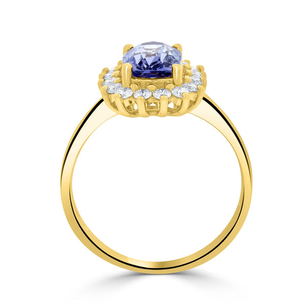 1.86ct Sapphire Rings with 0.41tct diamonds set in 14KT yellow gold