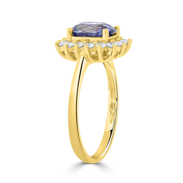 1.86ct Sapphire Rings with 0.41tct diamonds set in 14K yellow gold