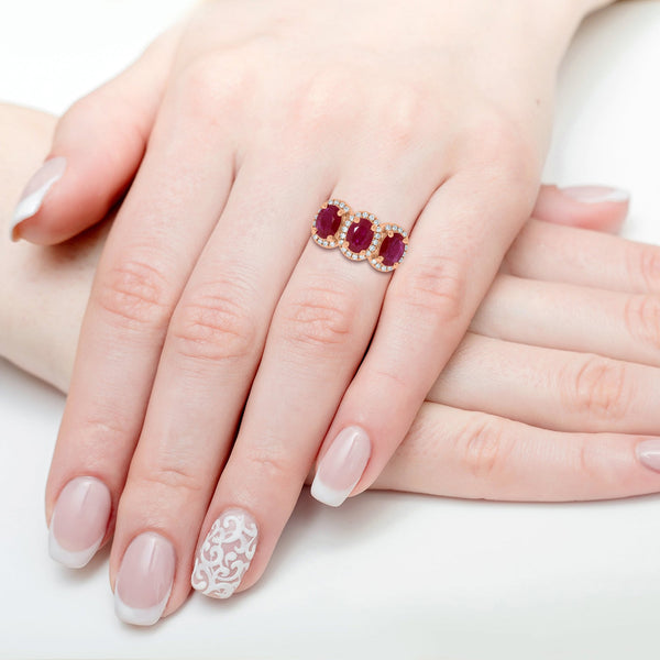 2.46tct Ruby Rings with 0.30tct diamonds set in 14kt rose gold