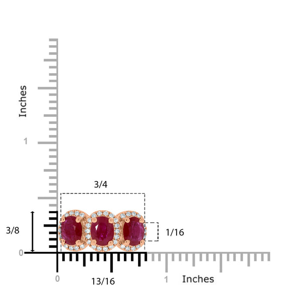 2.46tct Ruby Rings with 0.30tct diamonds set in 14kt rose gold