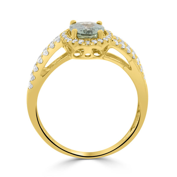 1.37ct Sapphire Rings with 0.41tct diamonds set in 18K yellow gold