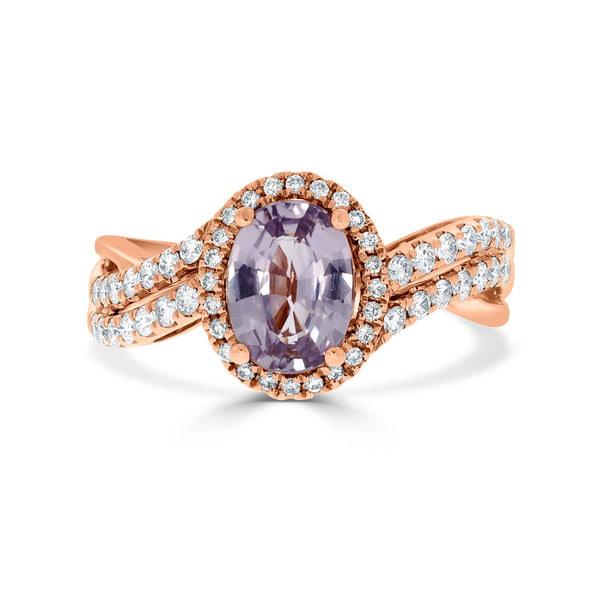 1.37ct Sapphire Rings with 0.42tct diamonds set in 18KT rose gold