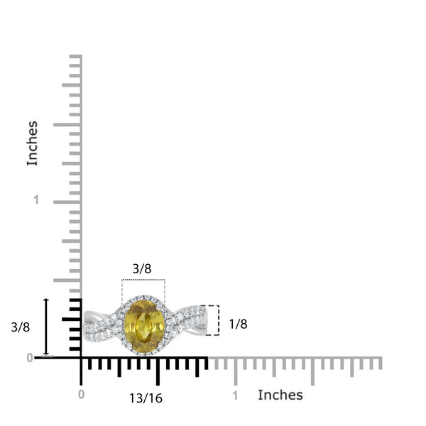 1.65 Sphene Rings with 0.41tct Diamond set in 14K White Gold
