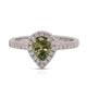 0.92Ct Demantoid Garnet Rings With 0.23Tct Diamond Halo And Pave 14Kt White Gold Band